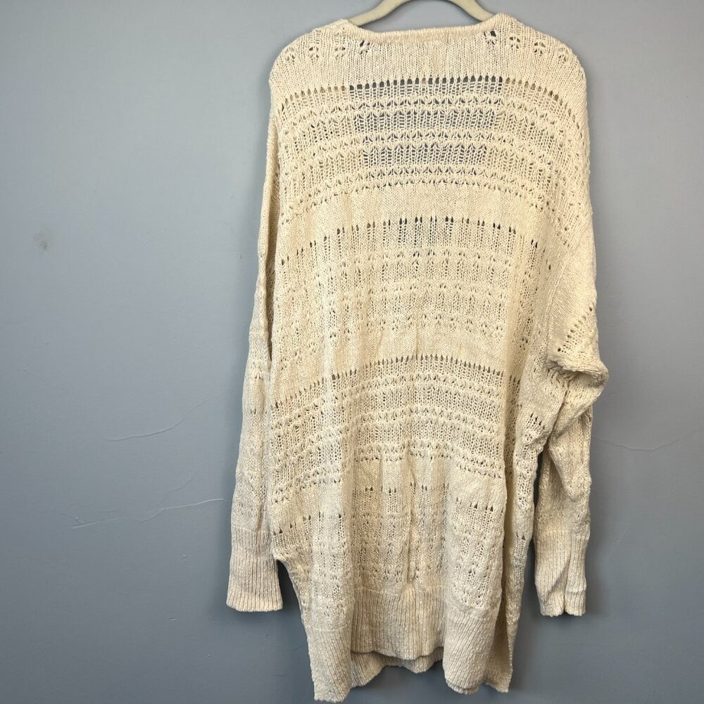 Free People Hot Tropics Open Knit Pullover Cotton Sweater SZ L Boho Festival - Picture 9 of 11